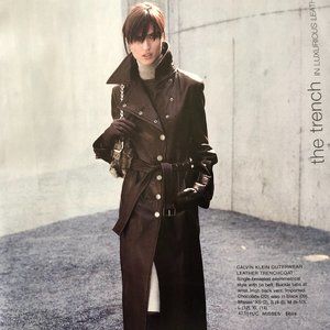 Calvin Klein Lamb Leather Trench Coat Ankle Length Sz. M